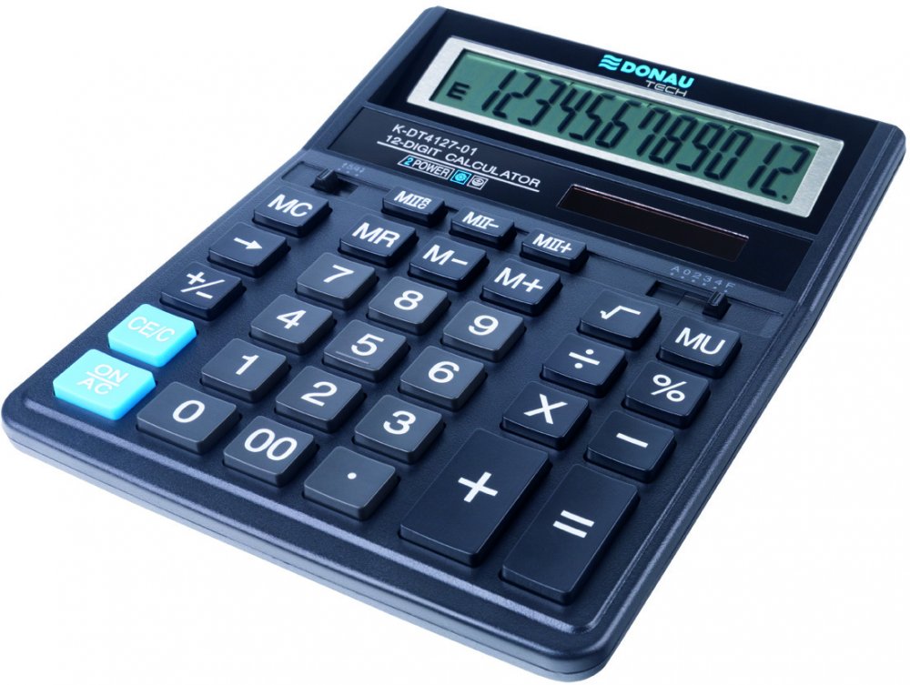Kalkulator biurowy Donau Tech, 12-cyfr, czarny