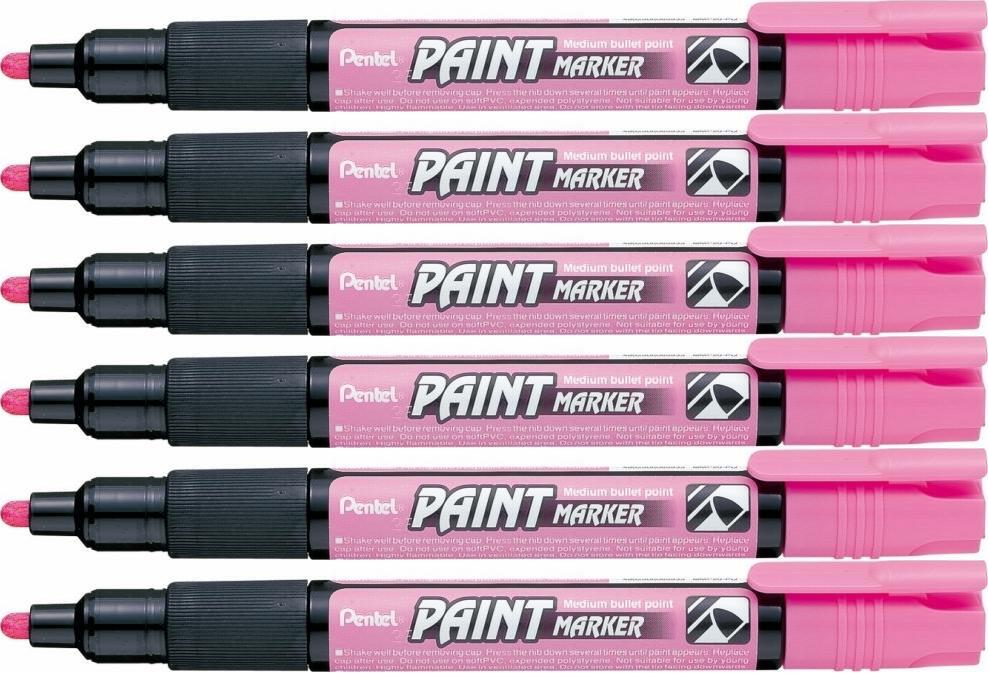 6x Marker olejowy Pentel MMP20, okrągła, 4.6 mm, różowy
