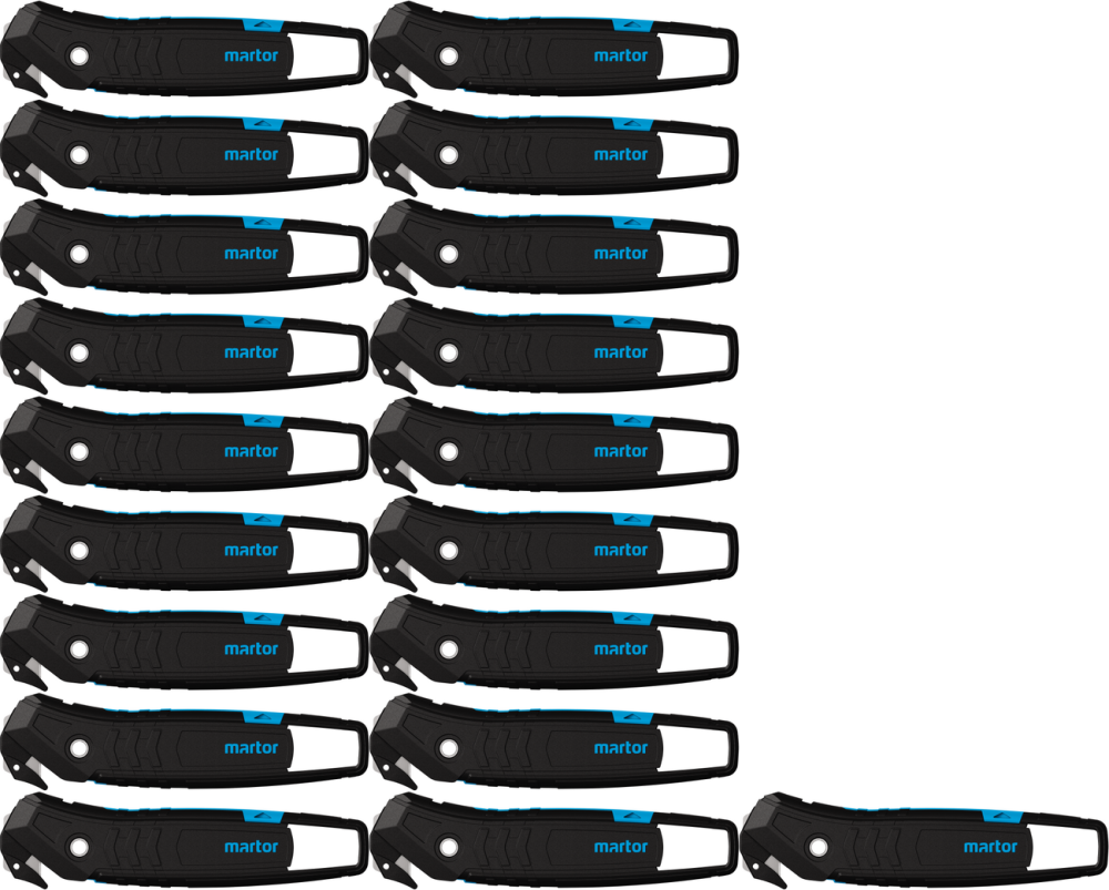 20x Nóż bezpieczny Martor Secumax 350, z wymiennym ostrzem, czarno-niebieski