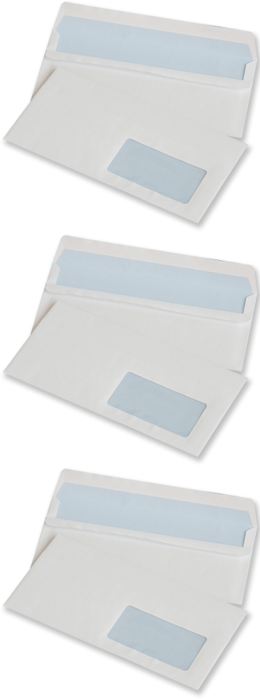 3x Koperta standardowa, NC, DL, samoklejąca SK, okno prawe, 1000 sztuk, biały