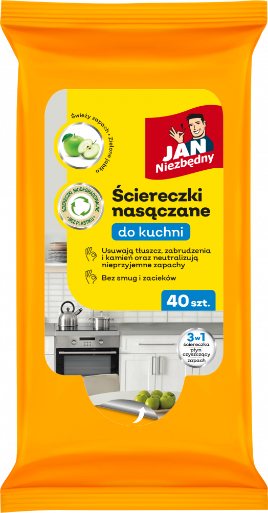 Ściereczki nasączane do kuchni, Jan Niezbędny, 40 sztuk