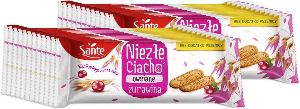 20x Ciastka owsiane Sante, żurawinowy, 30g
