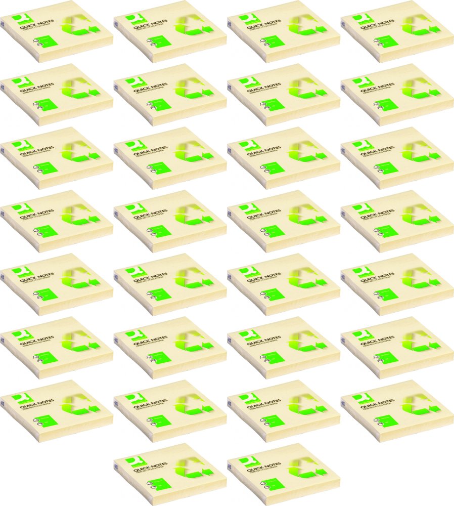 100x Karteczki samoprzylepne Q-Connect 100% Recycled, 76x76mm, 100 karteczek, żółty