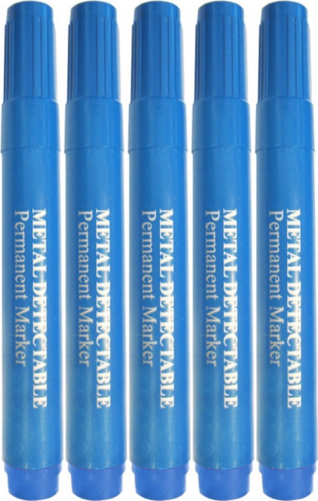 5x Marker permanentny wykrywalny Prohaccp, okrągła, obudowa kolor niebieski, wkład czarny