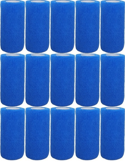 15x Opaska kohezyjna podtrzymująca Heltiso, 4 m x10 cm, 1 sztuka, niebieski