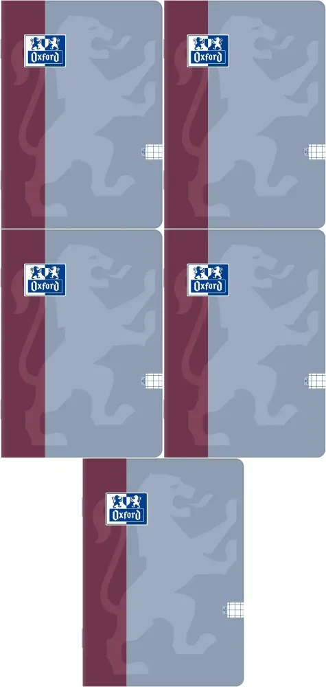 5x Zeszyt w kratkę Oxford B-You, A5, 60 kartek, mix kolorów