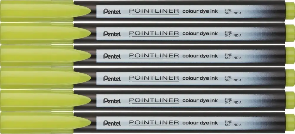 6x Cienkopis Pentel Pointliner Colour, limonkowy