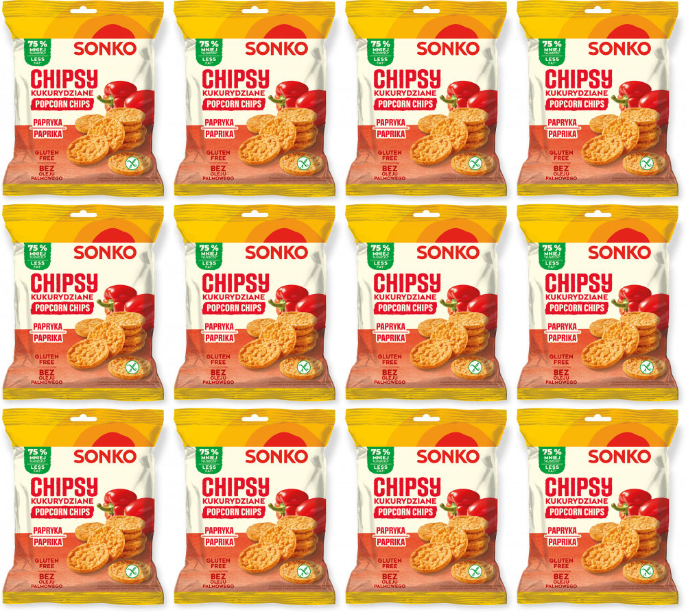 12x Chipsy kukurydziane Sonko, paprykowy, 20g