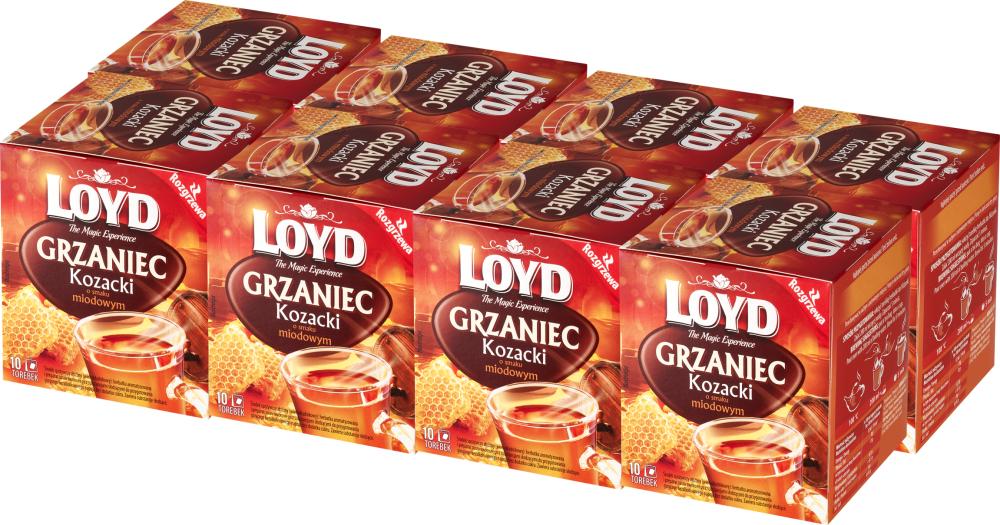 8x Herbata czarna aromatyzowana w kopertach Loyd Grzaniec Kozacki, miodowy, 10 sztuk x 3g