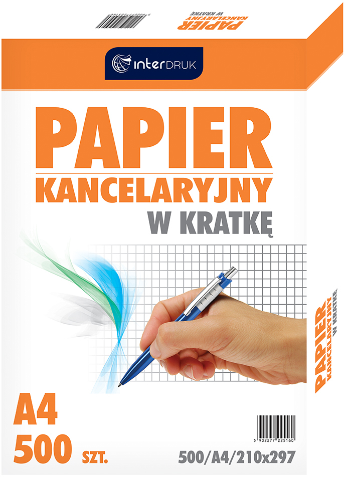 Papier kancelaryjny Interdruk, A4, w kratkę, 500 arkuszy