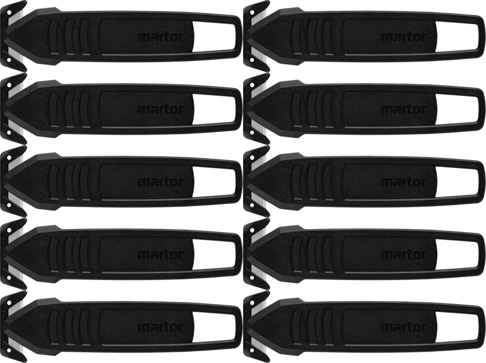 10x Nóż bezpieczny Martor Secumax 145, z niewymiennym ostrzem, czarny