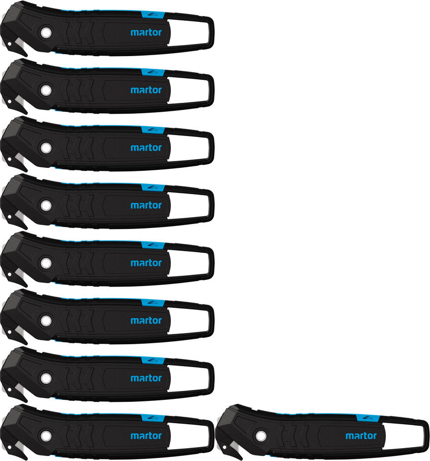10x Nóż bezpieczny Martor Secumax 350, z wymiennym ostrzem, czarno-niebieski