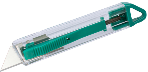 Nóż bezpieczny Wolfcraft WF4135000, z wymiennym ostrzem, transparentny