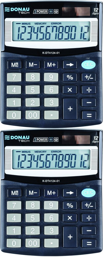 2x Kalkulator biurowy Donau Tech, 12-cyfr, czarny