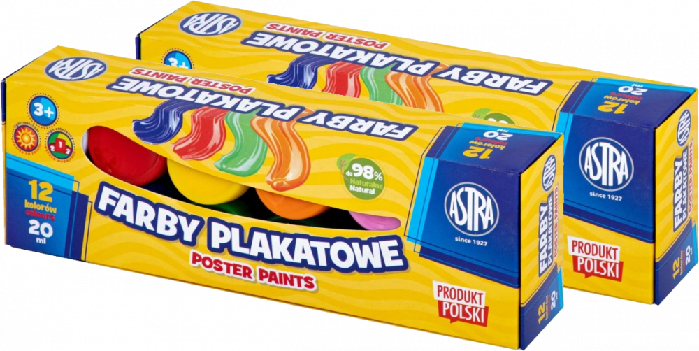 2x Farby plakatowe Astra, 20ml, 12 sztuk, mix kolorów