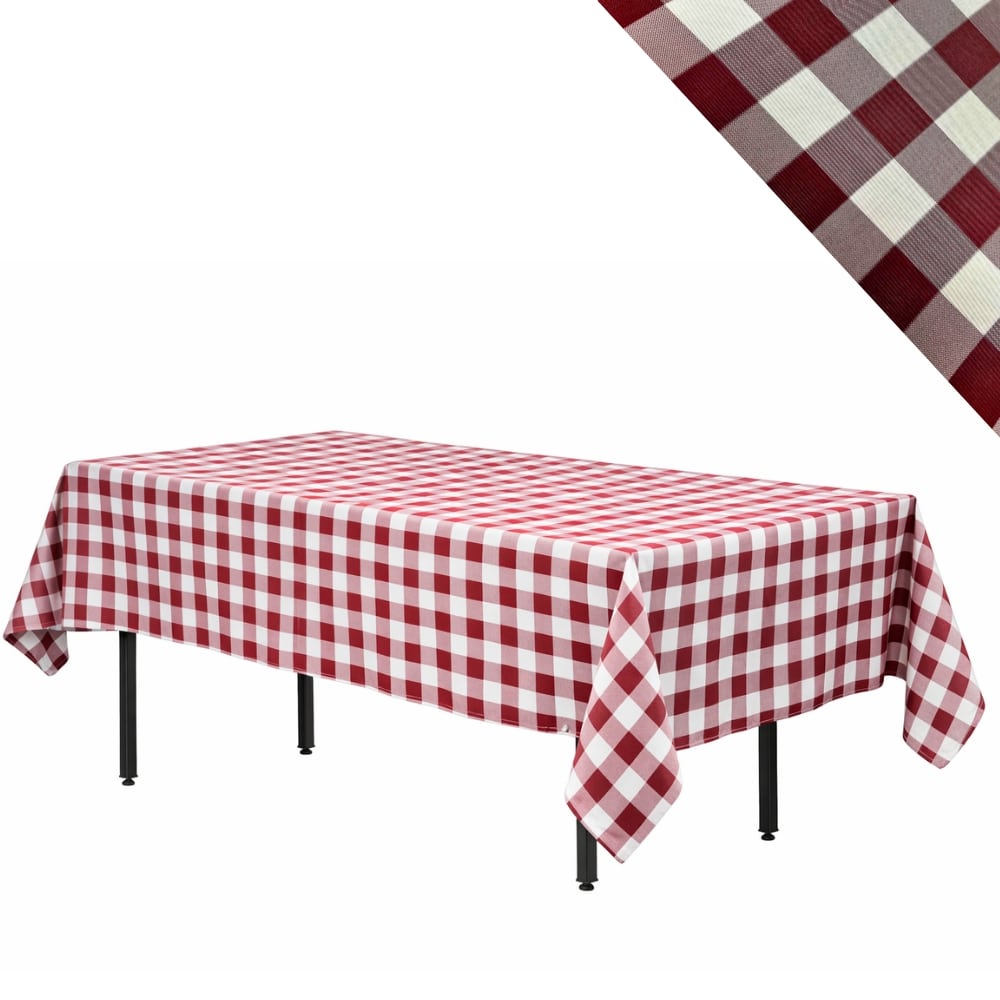 Obrus na stół "Krata Włoska" 240×160 cm biało-bordowy