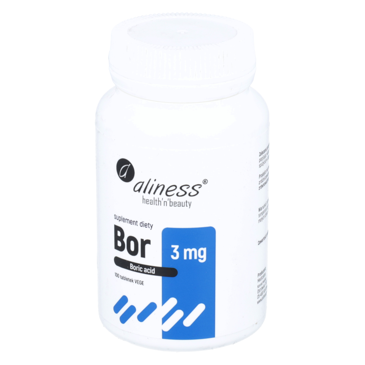 Aliness - bor 3 mg, kwas borowy, 100 tabletek