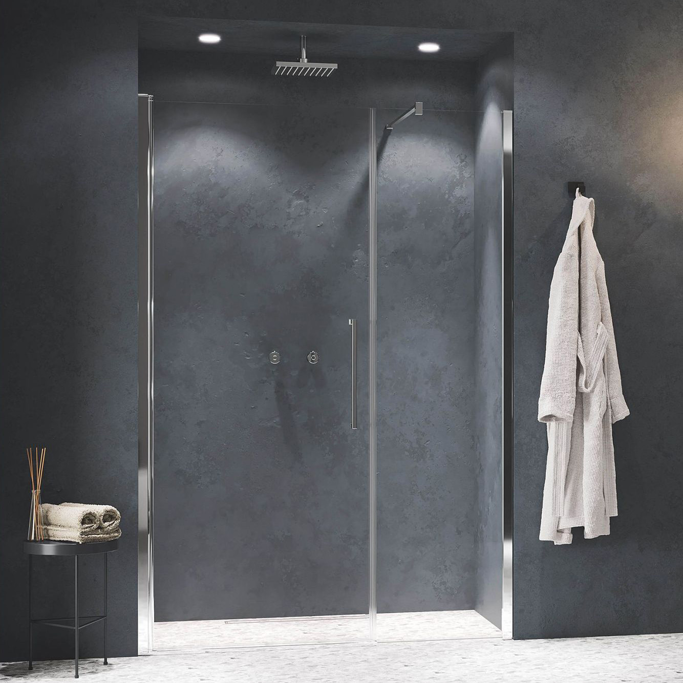 Novellini Young 2.0 G+F drzwi prysznicowe 164 cm srebrny/szkło przezroczyste Y2GFL164-1B