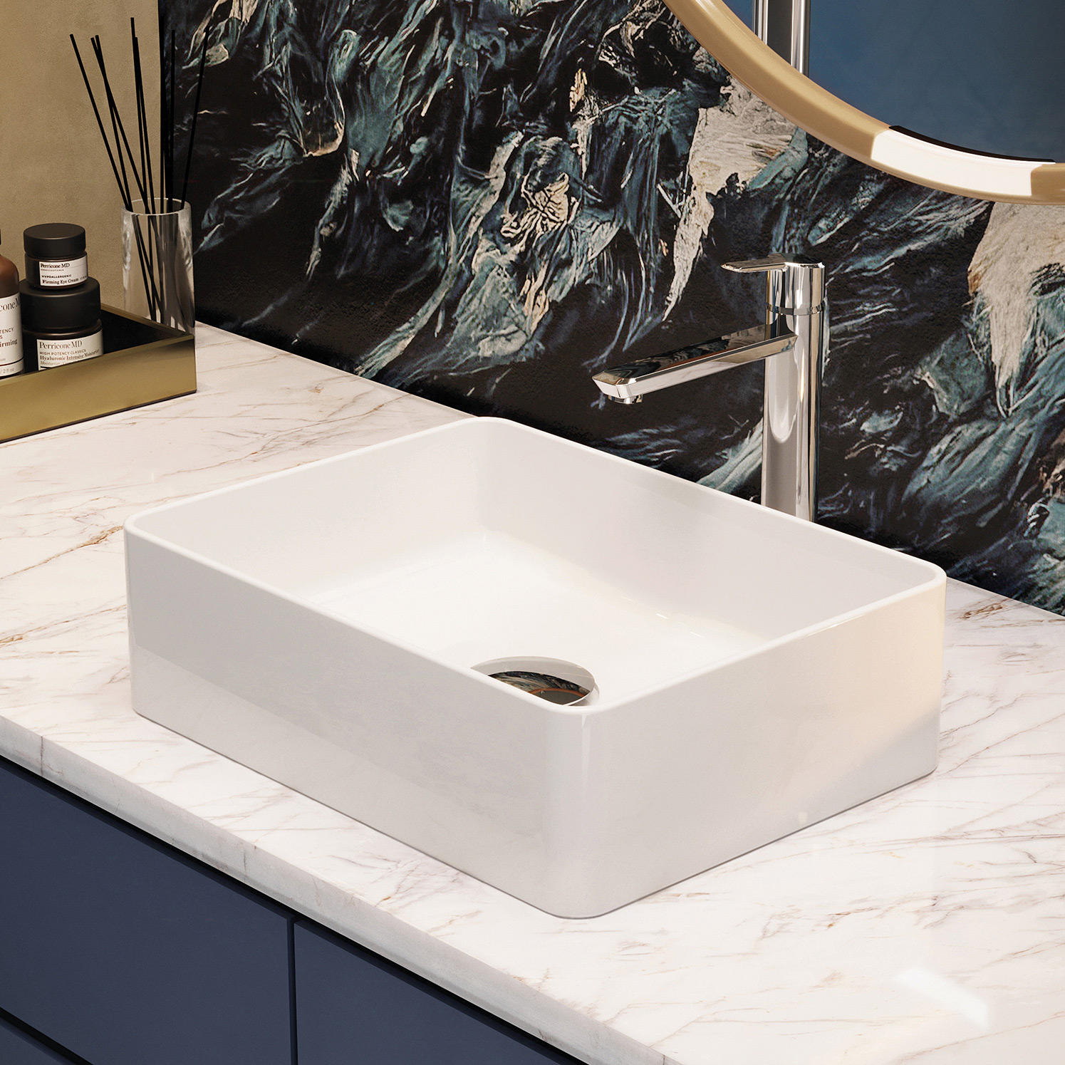 Deante Jasmin umywalka 40x30 cm nablatowa prostokątna biała CDJ6U4S - Wysyłka w 24h