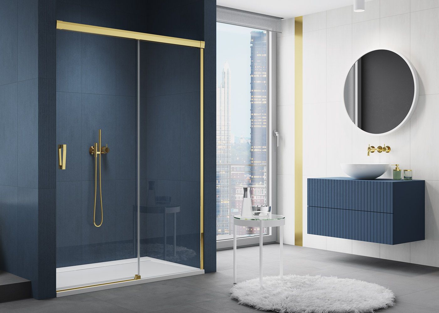 Ronal Cadura drzwi prysznicowe 120 cm prawe złoty/szkło przezroczyste CAS2D1201207