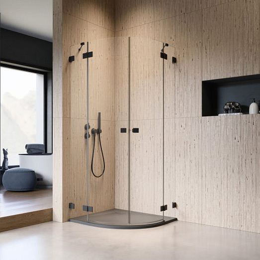 Radaway Essenza Pro Black PDD kabina prysznicowa część lewa 80x80 cm półokrągła 10095080-54-01L - Wysyłka w 24h