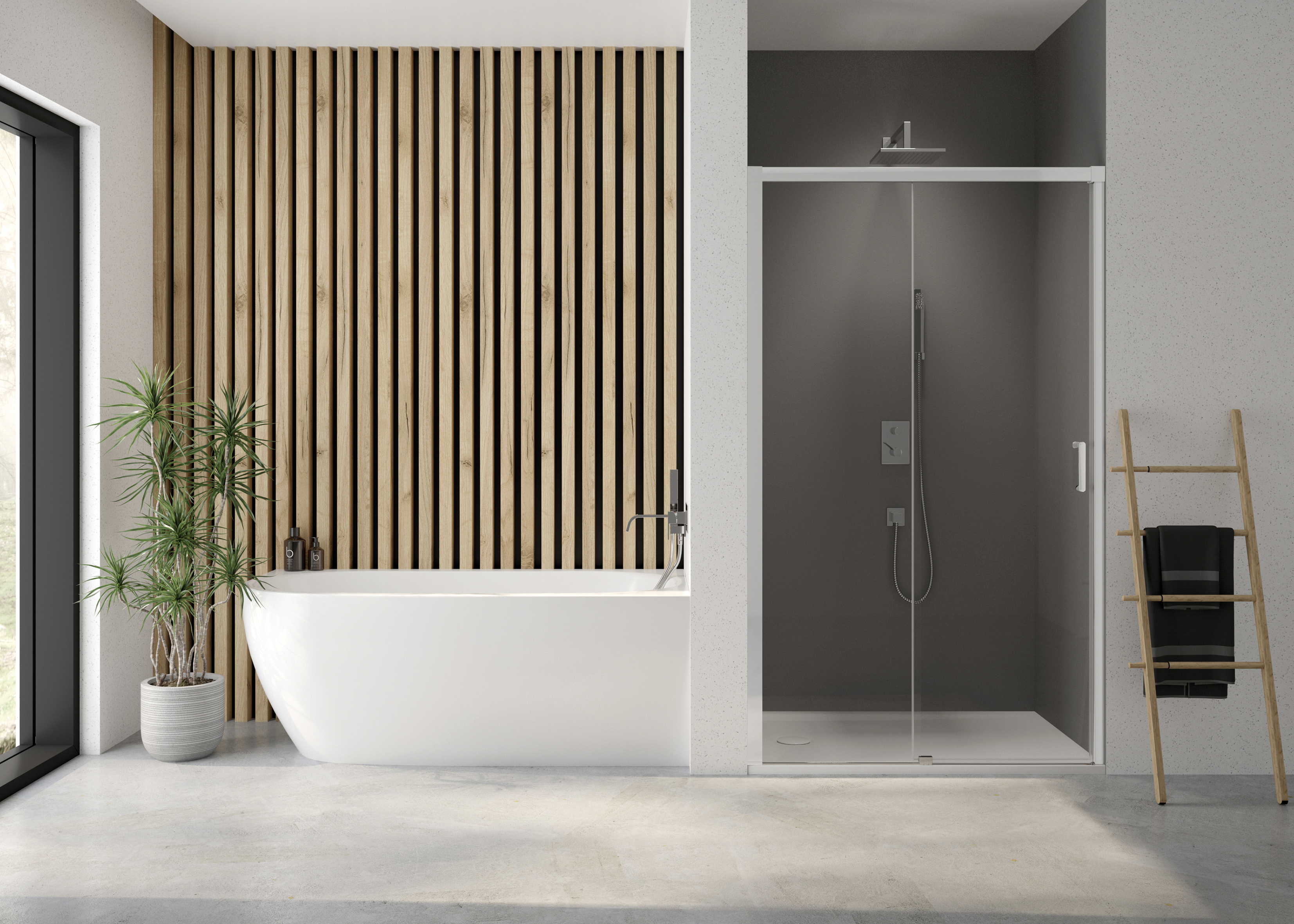 Sanplast Exa Line drzwi prysznicowe przesuwne D2/Exa-100 cm biały mat/szkło przezroczyste 600-540-2500-24-401