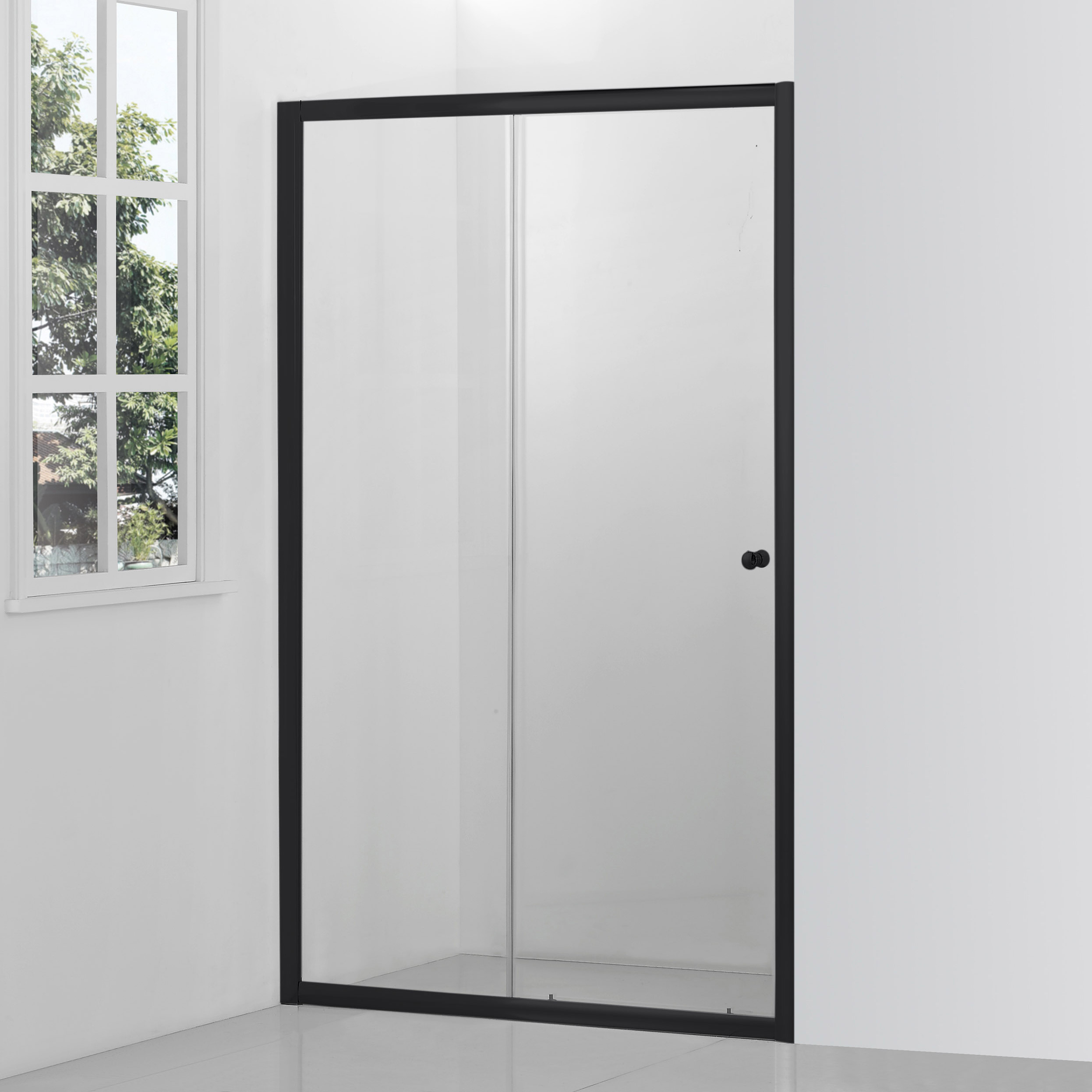 Hagser Ava drzwi prysznicowe 120 cm dwuczęściowe przesuwne czarny mat/szkło przezroczyste HGR15000021 - Wysyłka w 24h