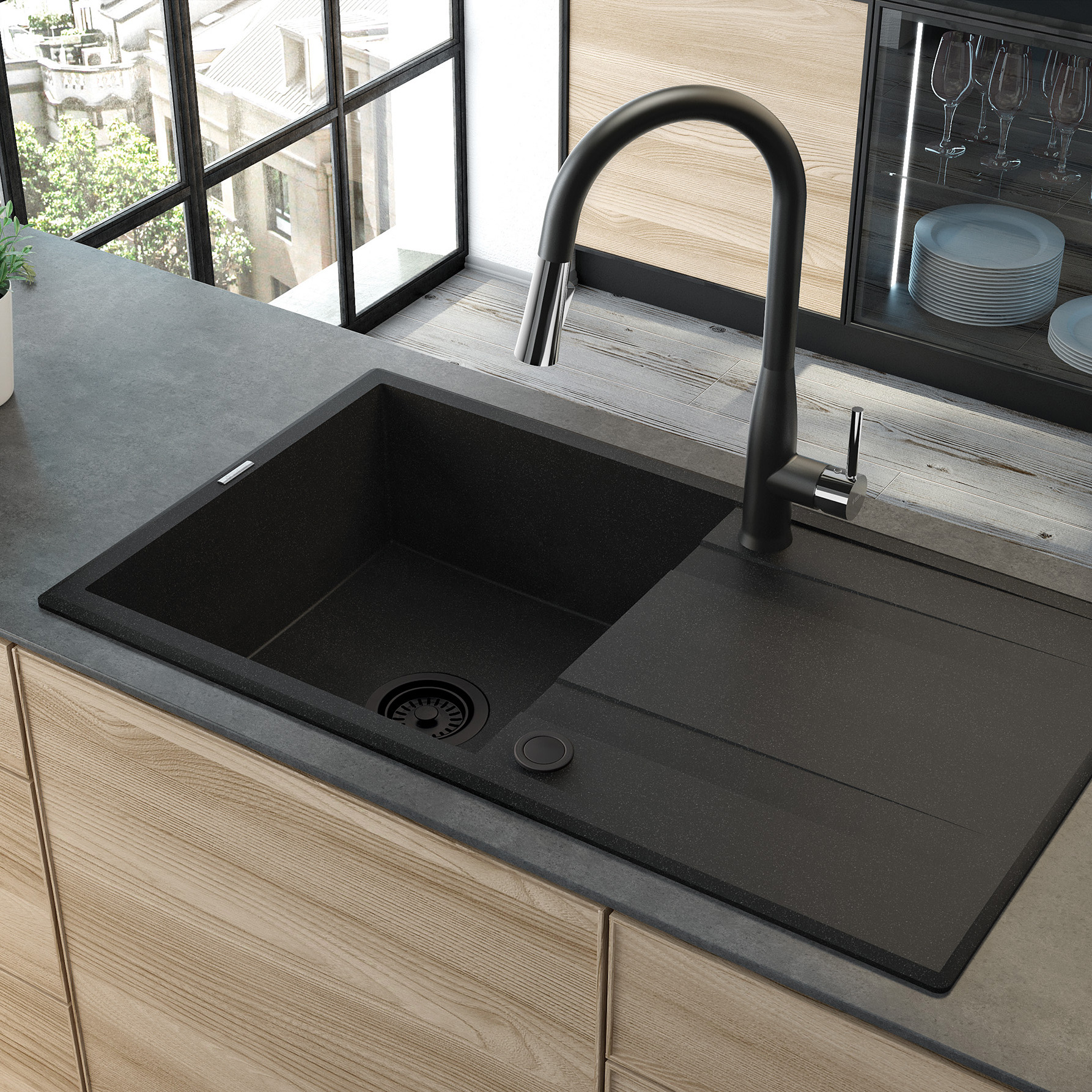 Deante Eridan zlewozmywak grafitowy 86x50 cm grafit metalik ZQEG113