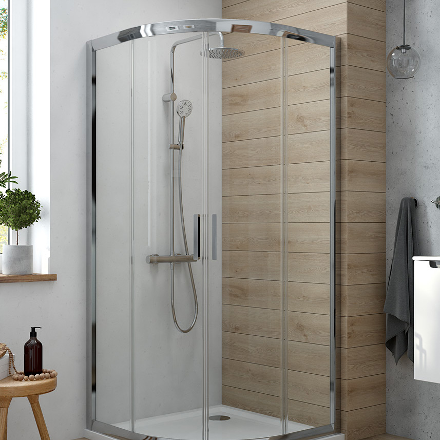 Oltens Vorma kabina prysznicowa 80x80 cm półokrągła chrom połysk/szkło przezroczyste 20101100 - Wysyłka w 24h