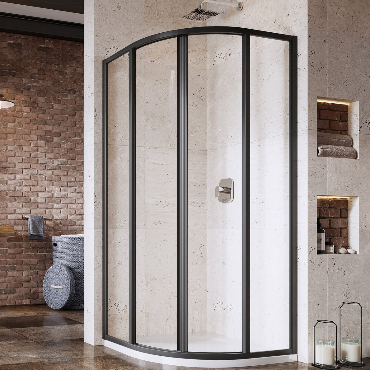 Ravak Supernova SKCP4-80 kabina prysznicowa 80x80 cm półokrągła czarny mat/szkło przezroczyste 3114O302Z1