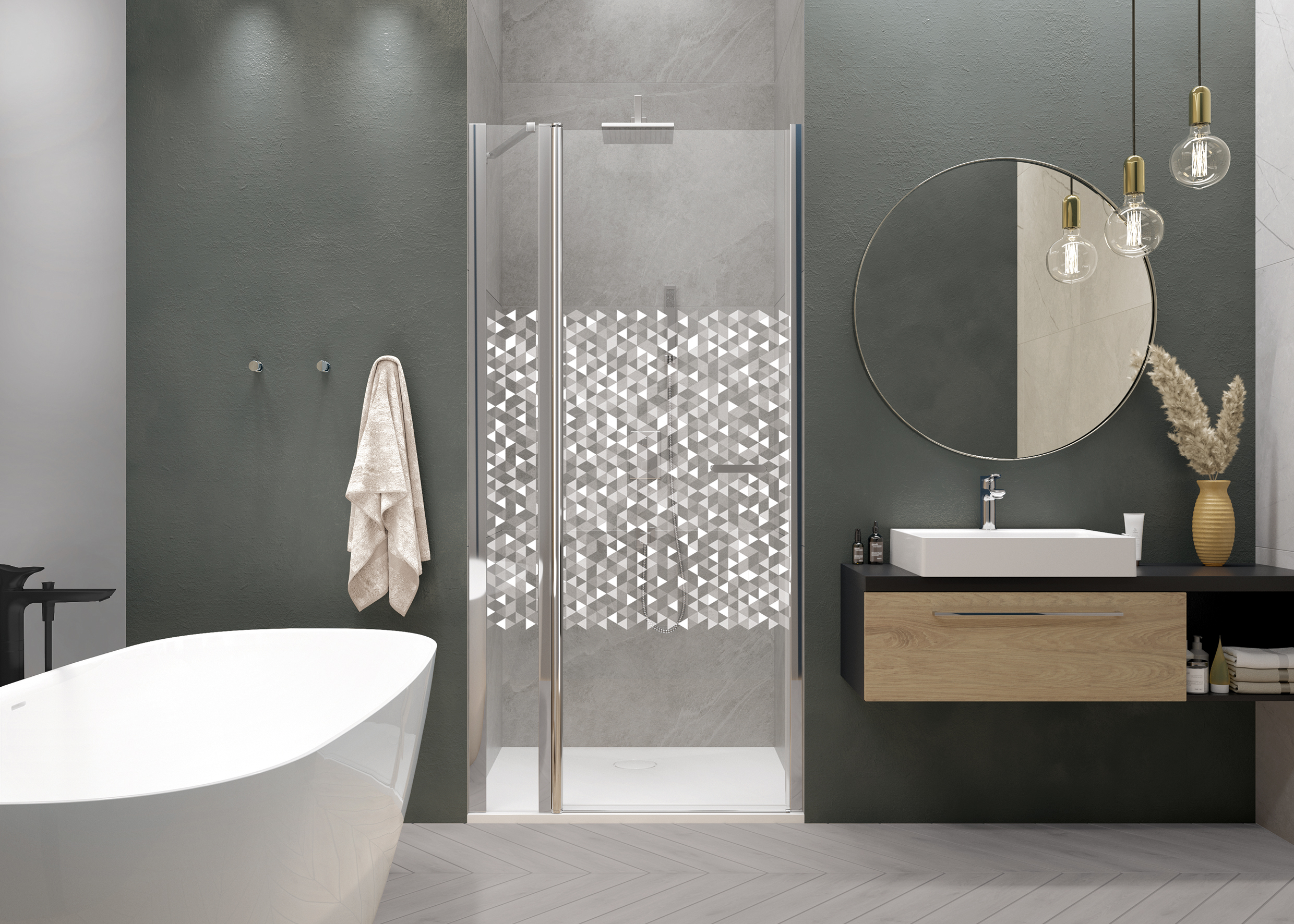 Sanplast Exa Line drzwi prysznicowe z profilem DJ2/Exa-120 cm uchylne srebrny połysk/szkło ze wzorem 600-540-0830-38-151