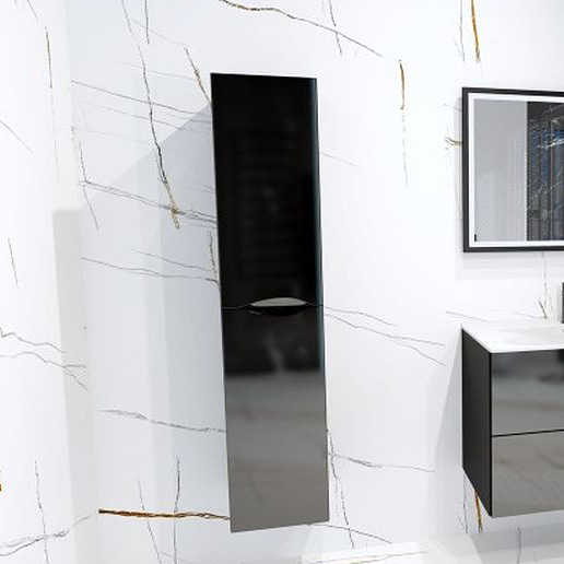 LaVita Kolorado szafka boczna 140 cm wysoka wisząca czarny połysk