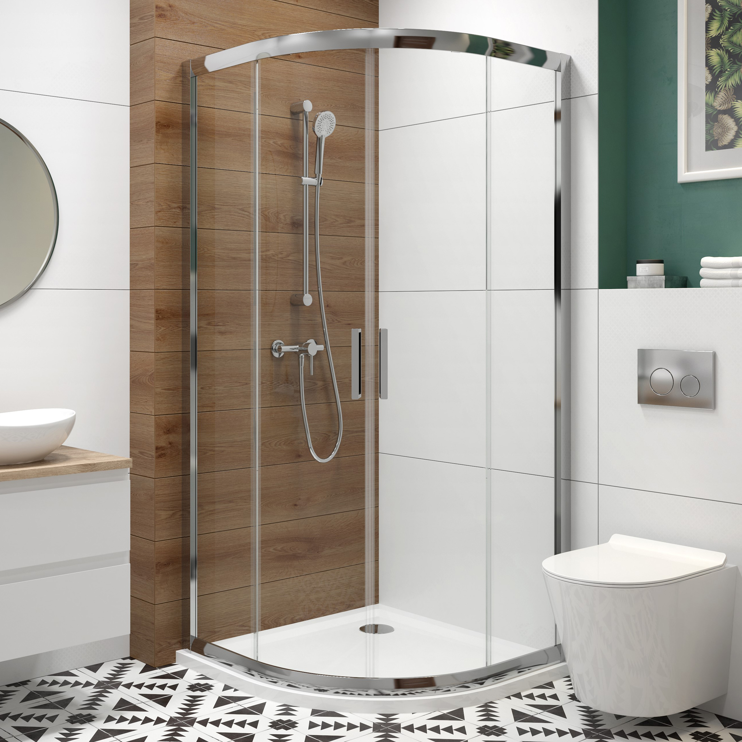 Hagser Andrea kabina prysznicowa 90x90 cm półokrągła chrom/szkło przezroczyste HGR11000020 - Wysyłka w 24h