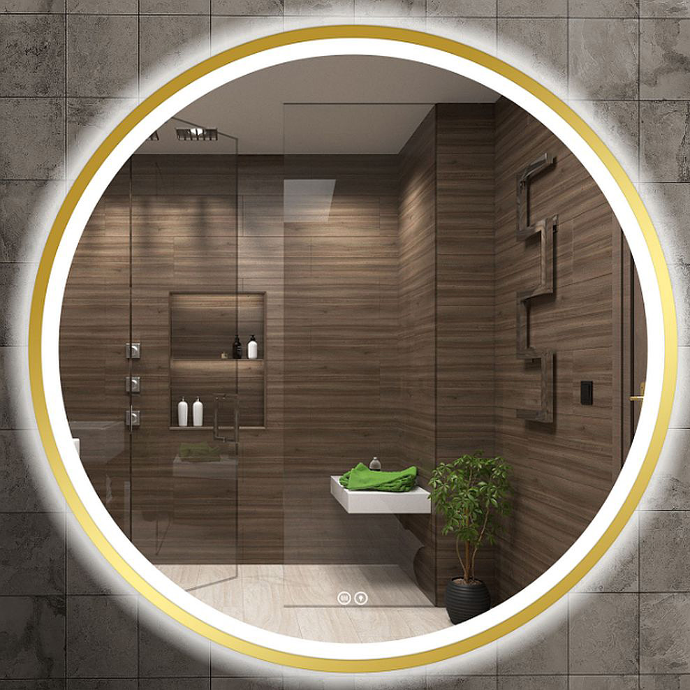 Venti Orion Gold lustro 80 cm okrągłe z oświetleniem z matą grzewczą złoty - Wysyłka w 24h