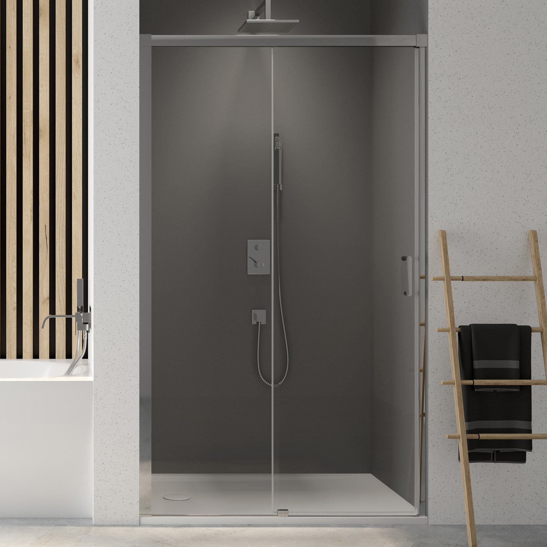 Sanplast Exa Line drzwi prysznicowe przesuwne D2/Exa Line-110-120 cm srebrny błyszczący/szkło przezroczyste 600-540-2520-38-401