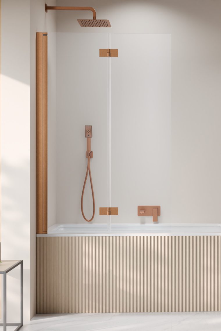 Radaway Nes Brushed Copper PND I parawan nawannowy 100 cm lewy miedź szczotkowany/szkło przezroczyste 10010100-93-01L