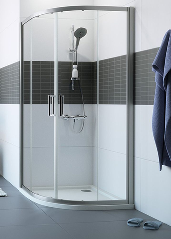 Hüppe Classics 2 1/4 koła kabina prysznicowa 90x90 cm półokrągła srebrny mat/szkło przezroczyste Anti-Plaque C20612.087.322