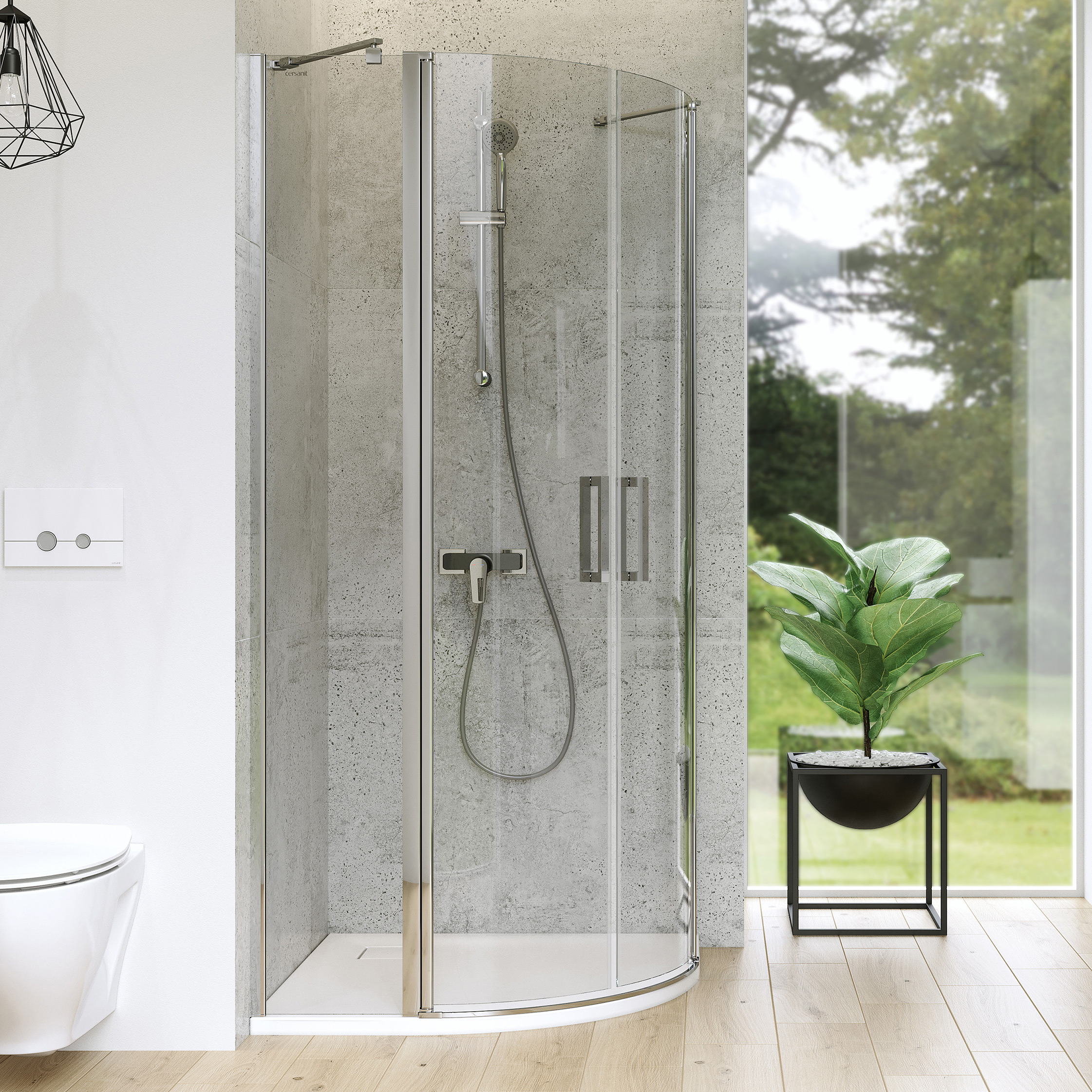 Cersanit Moduo kabina prysznicowa 90x90 cm półokrągła chrom/szkło przezroczyste S162-010 - Wysyłka w 24h