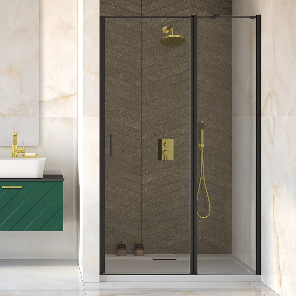 Besco Exo-C Black drzwi prysznicowe 120 cm uchylne czarny mat/szkło przezroczyste ECB-120-190C