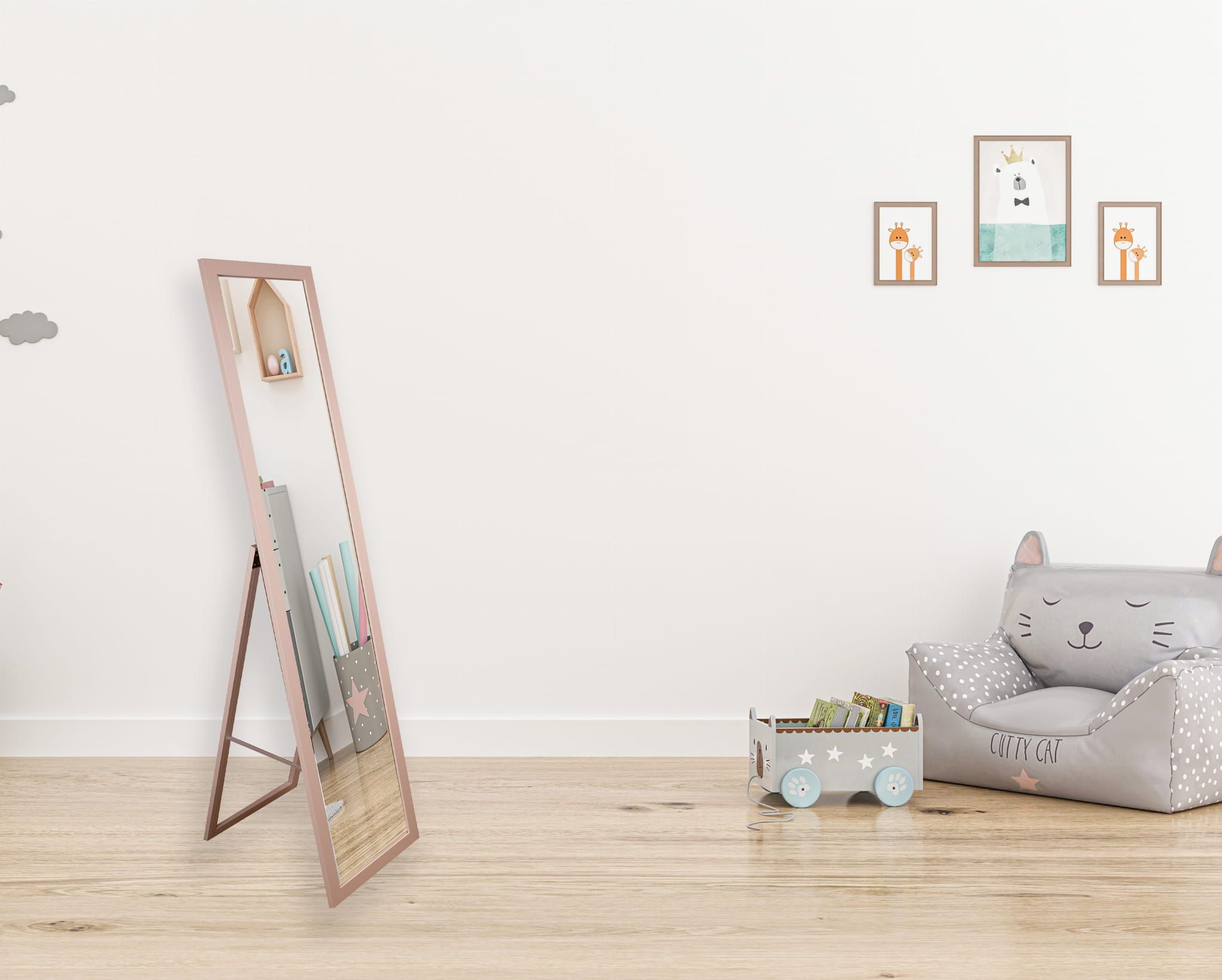 BD Art lustro stojące do garderoby 155x36 cm prostokątne różowe 301120000042