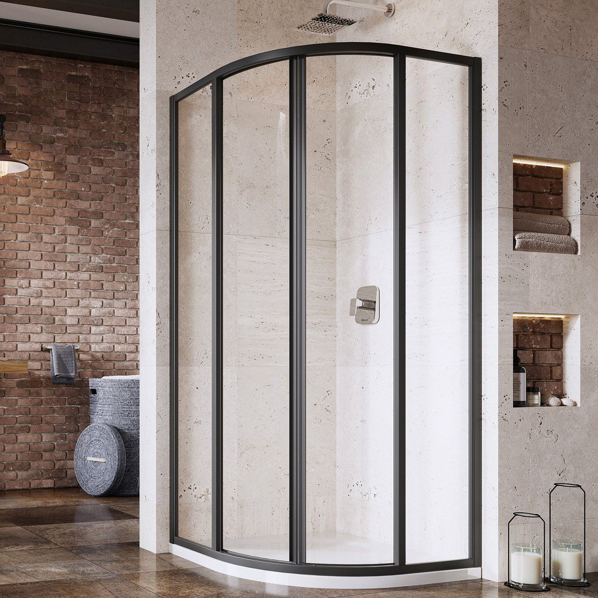 Ravak Supernova SKCP4-90 kabina prysznicowa 90x90 cm półokrągła czarny mat/szkło przezroczyste 3117O302Z1