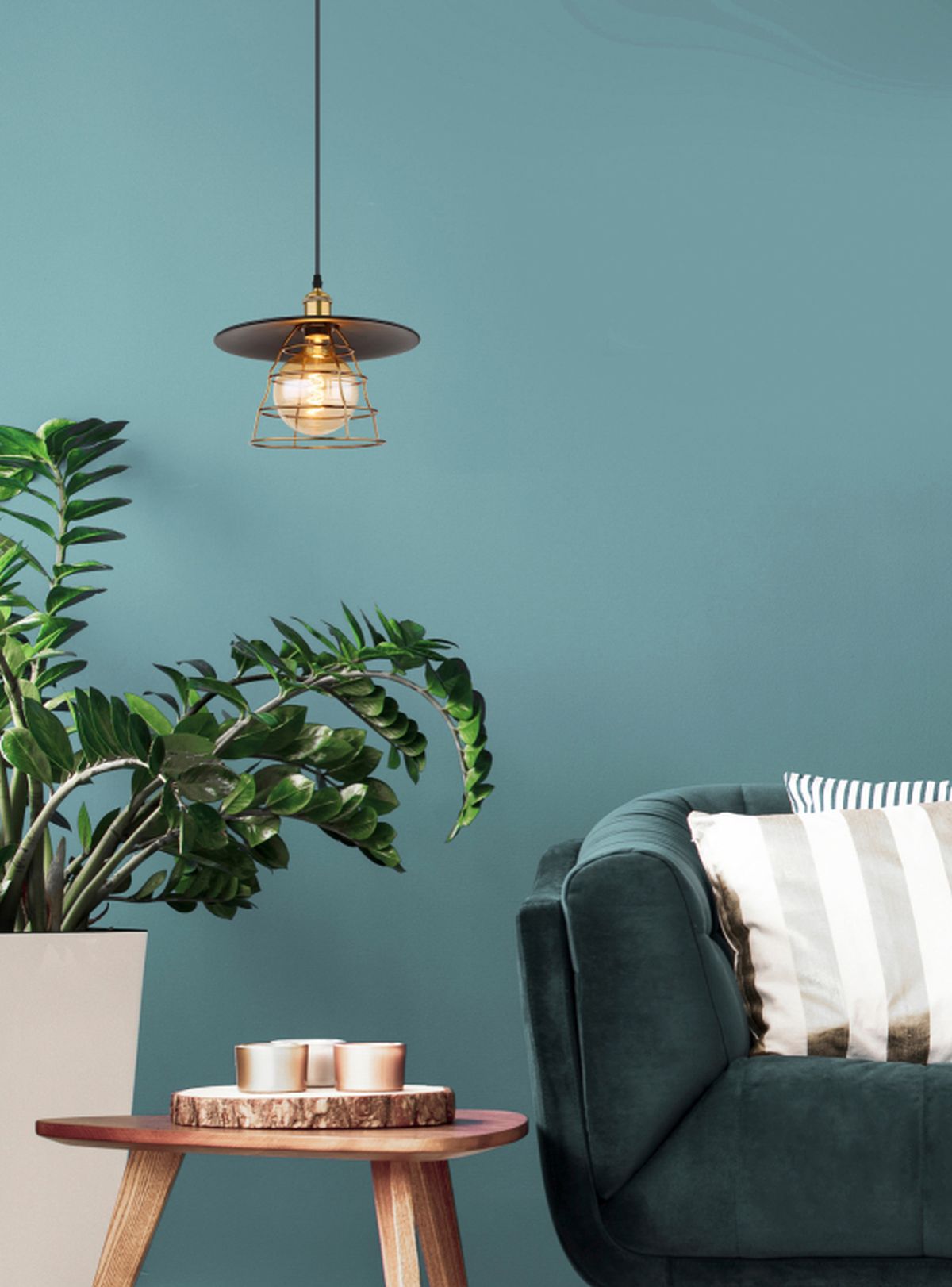 Globo Lighting Viejo lampa wisząca 1x60W czarny mat/miedziany 15086BH1