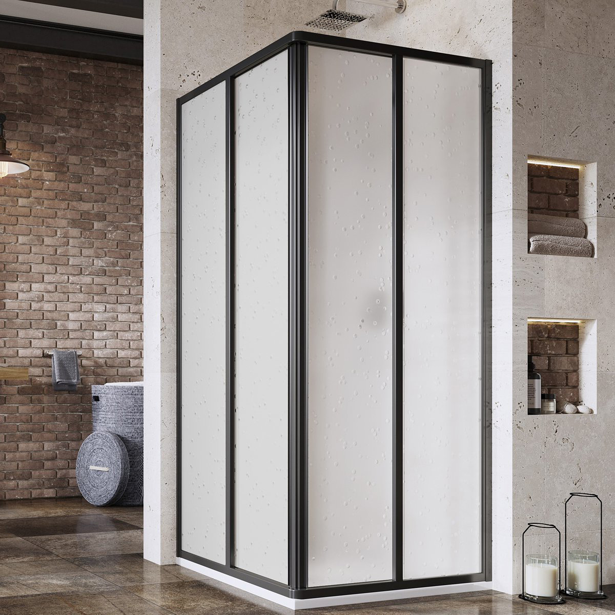 Ravak Supernova SRV2-100 S drzwi prysznicowe 100 cm przesuwne częściowe 1/2 czarny mat/pearl 14VA03O211