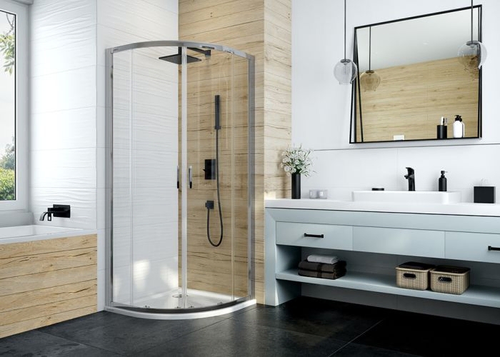 Sanplast Basic kabina prysznicowa 90x90 cm półokrągła srebrny połysk/szkło przezroczyste 600-450-0260-38-400