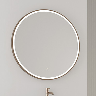 Oltens Nordlis lustro 80 cm okrągłe z oświetleniem z przodu z matą grzewczą miedź szczotkowana 64101610