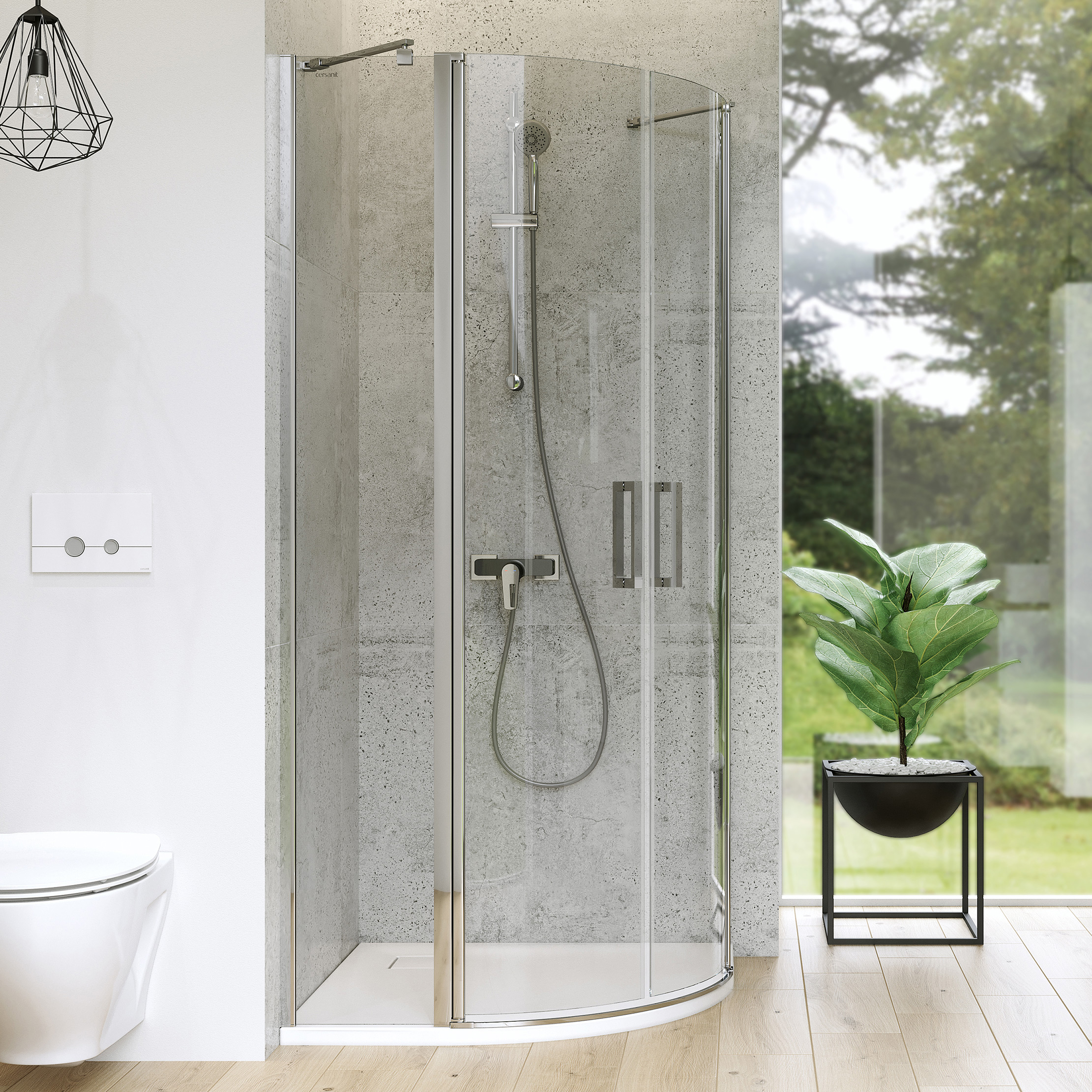 Cersanit Moduo kabina prysznicowa 80x80 cm półokrągła chrom/szkło przezroczyste S162-009 - Wysyłka w 24h