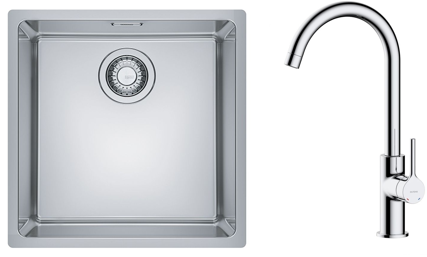 Zestaw Franke Maris MRX 110-40 zlewozmywak 40x40 cm z baterią kuchenną Oltens Skaft stal szczotkowana/chrom (1220543995, 35206100) - Wysyłka w 24h