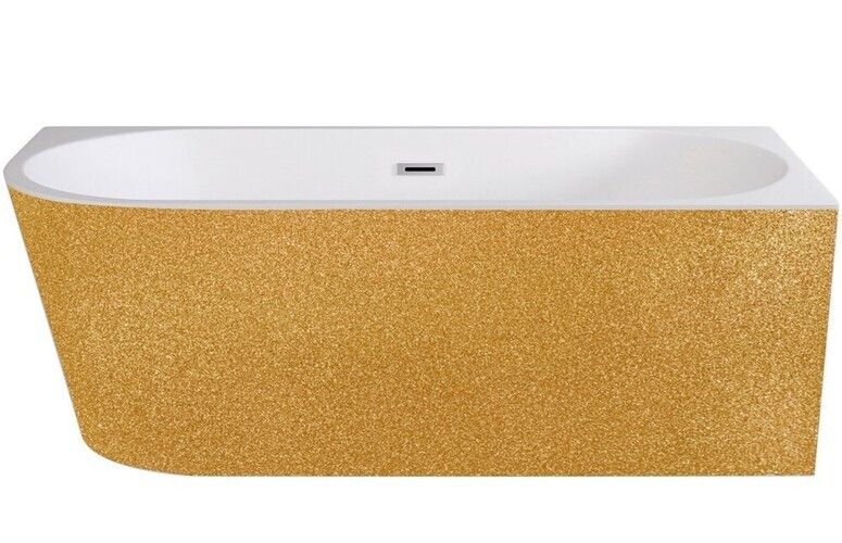 Besco Zoya Glam wanna wolnostojąca 150x75 cm przyścienna prawa biały połysk/złoty #WA-150-ZPZP
