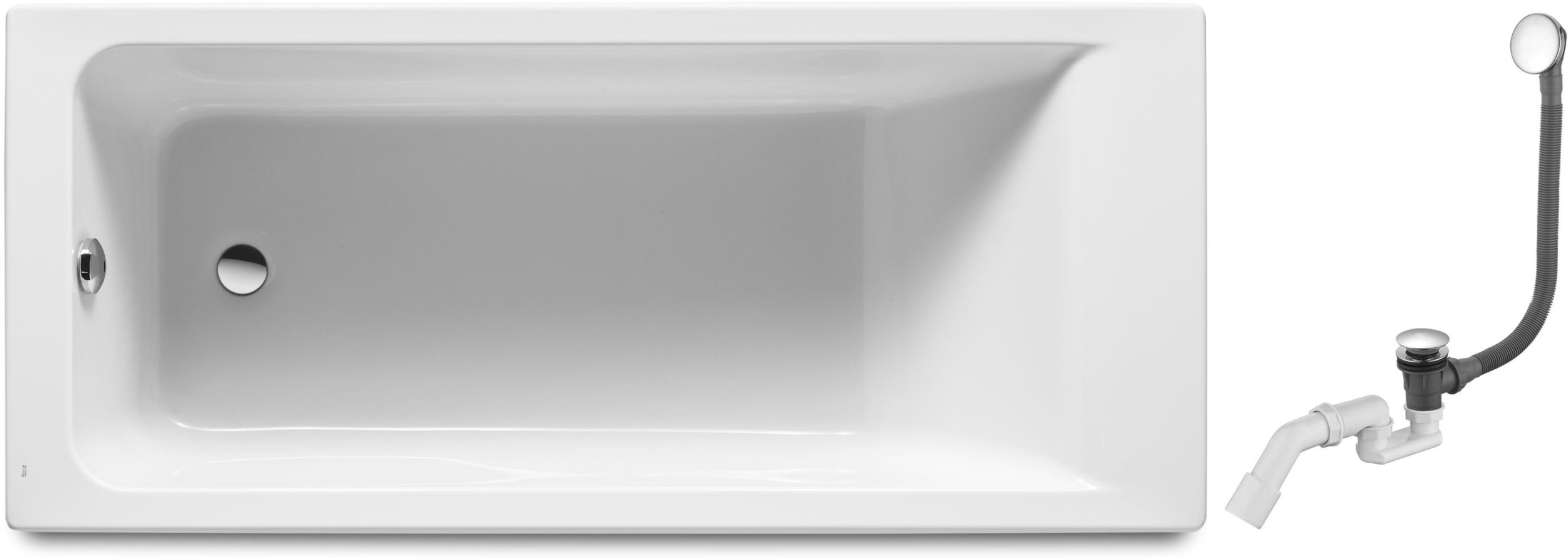 Zestaw Roca Easy wanna prostokątna 160x70 cm z kompletem odpływowo-przelewowym Oltens Fusa (A248625000, 03002100)