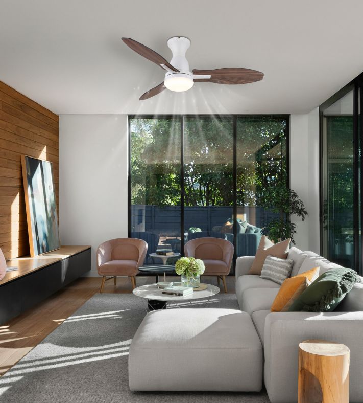 Globo Lighting Gale lampowentylator podsufitowy 1x22 W biała-drewno 03671W